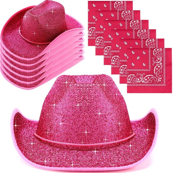 5567 12 Pcs Sparkly Adults Cowboy Hat For Women Men Western Glitter Cowgirl main image 4